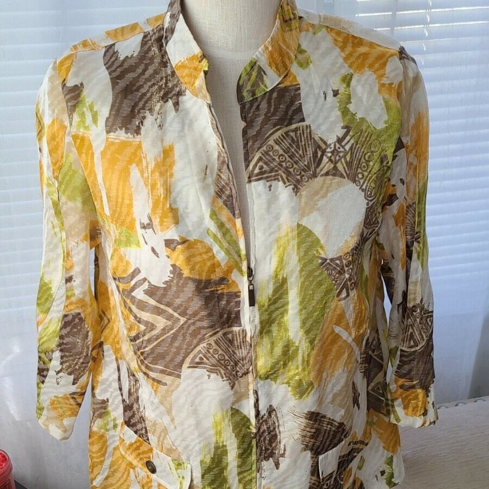 Alfred Dunner size 14 3/4 sleeves polyester thin zippered jacket s2